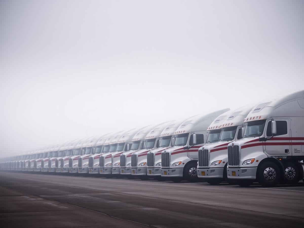 Terminal Yard — American semi truck fleet photography